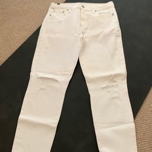 Citizens of Humanity white destroyed crop jeans